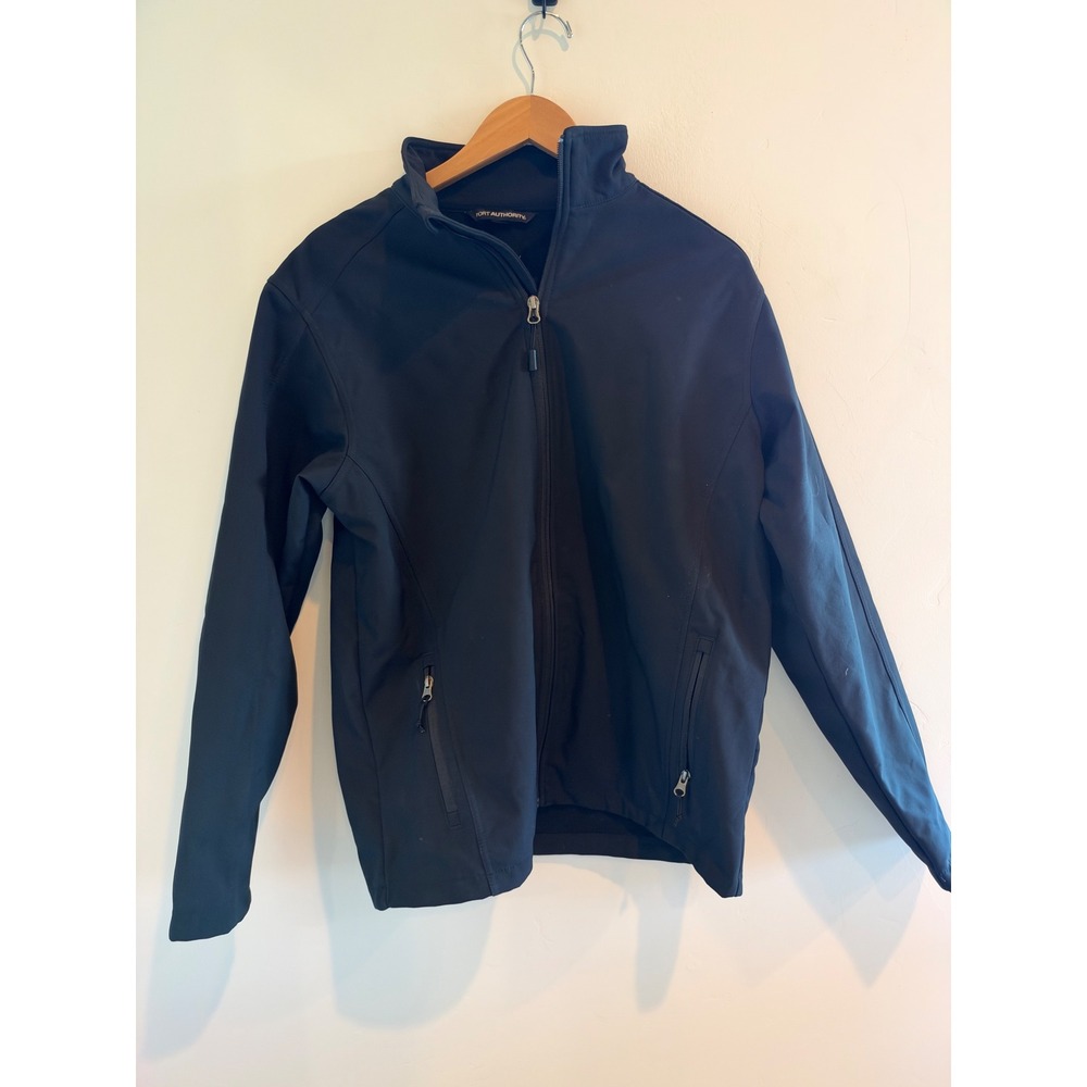 Port Authority Mens Core Soft Shell Jacket Black Optiv Logo Sleeve Size M